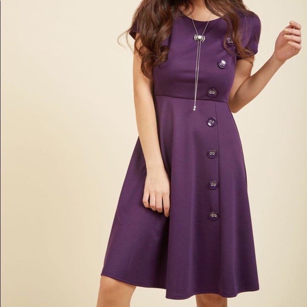 4x Modcloth Grape Purple asymmetrically placed buttons dress